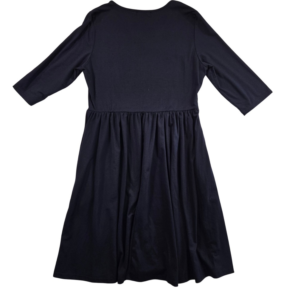 Navy Blue Womens 14 Midi Dress Office Chic Prairiecore Boho Minimalist Pockets - Picture 7 of 8
